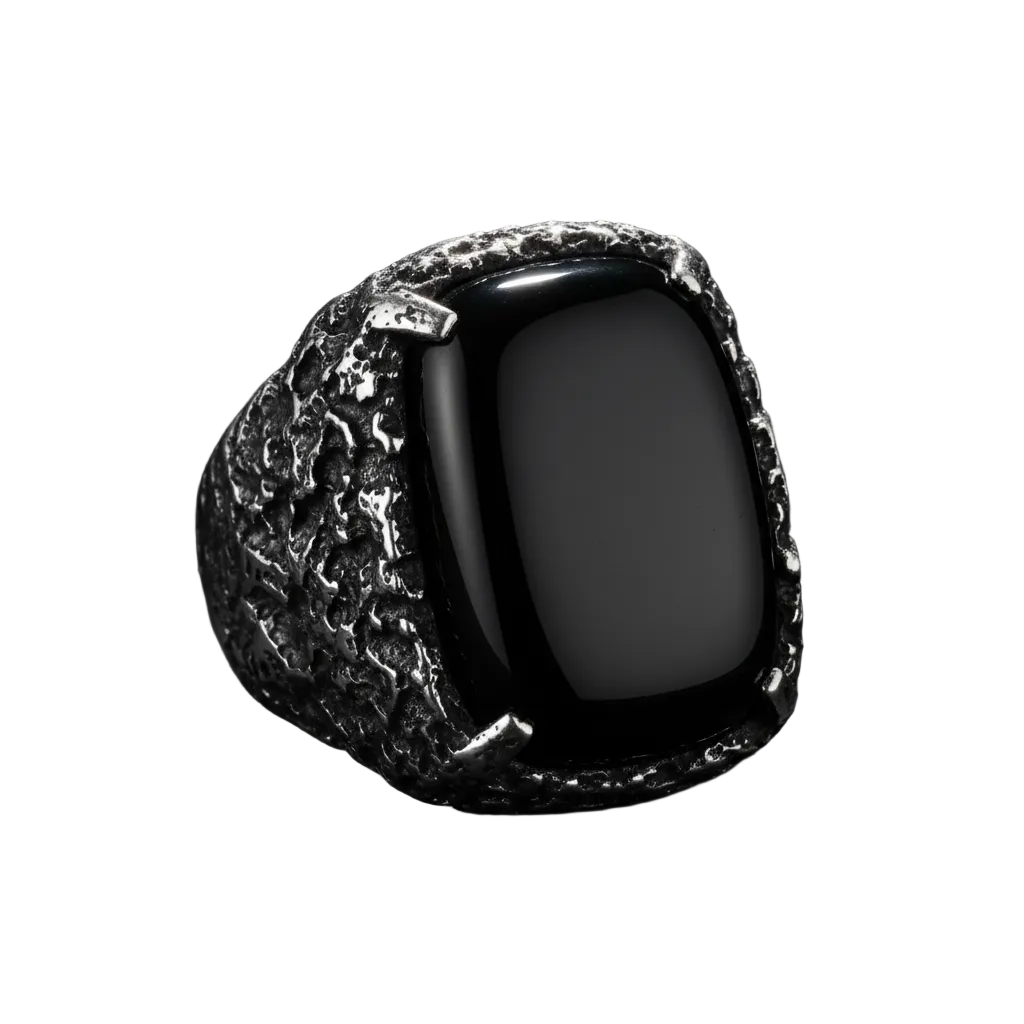 The Void – Men's Black Onyx Silver Ring by Rare Aura